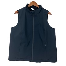 J Jill Fit Vest Women XL Black Faux Fur Sherpa Lined Full Zip Sleeveless Pockets - £31.62 GBP