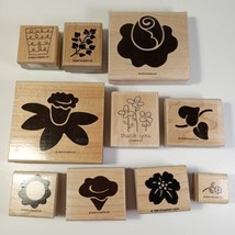 Stampin' Up! Custom 10 Stamp Set; Flowers, 1997 1998 2000 - Thank You Leaves Pot - £11.14 GBP