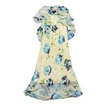 R&amp;M Richards Mid Calf Dress Flowing Yellow Floral Patterns With Sheer Ja... - $65.42