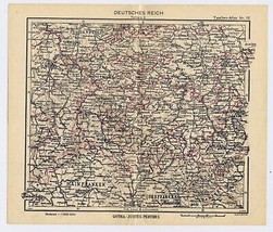 1943 Original Vintage Wwii Map Of Thuringia Thüringen Germany / Third Reich - £13.63 GBP