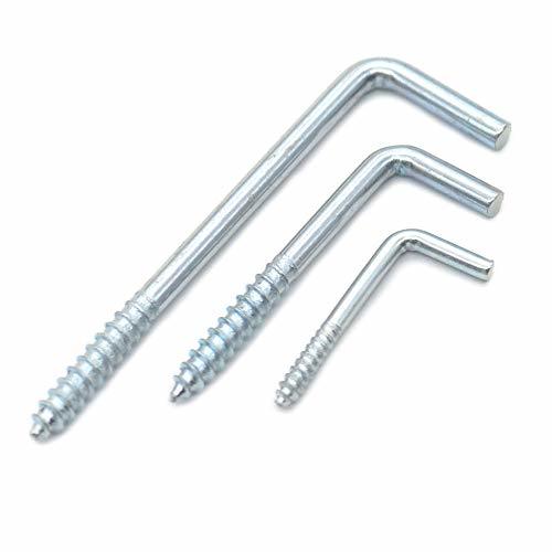 Bluemoona 15 Pcs - Screw-in 33x14mm Hooks Eye Bolts Eyes L Shape Screw Hook Curt