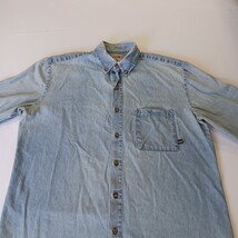 Genuine Dickies GL300SNB Men's Blue Distressed Denim Button-Down Shirt Size L image 14