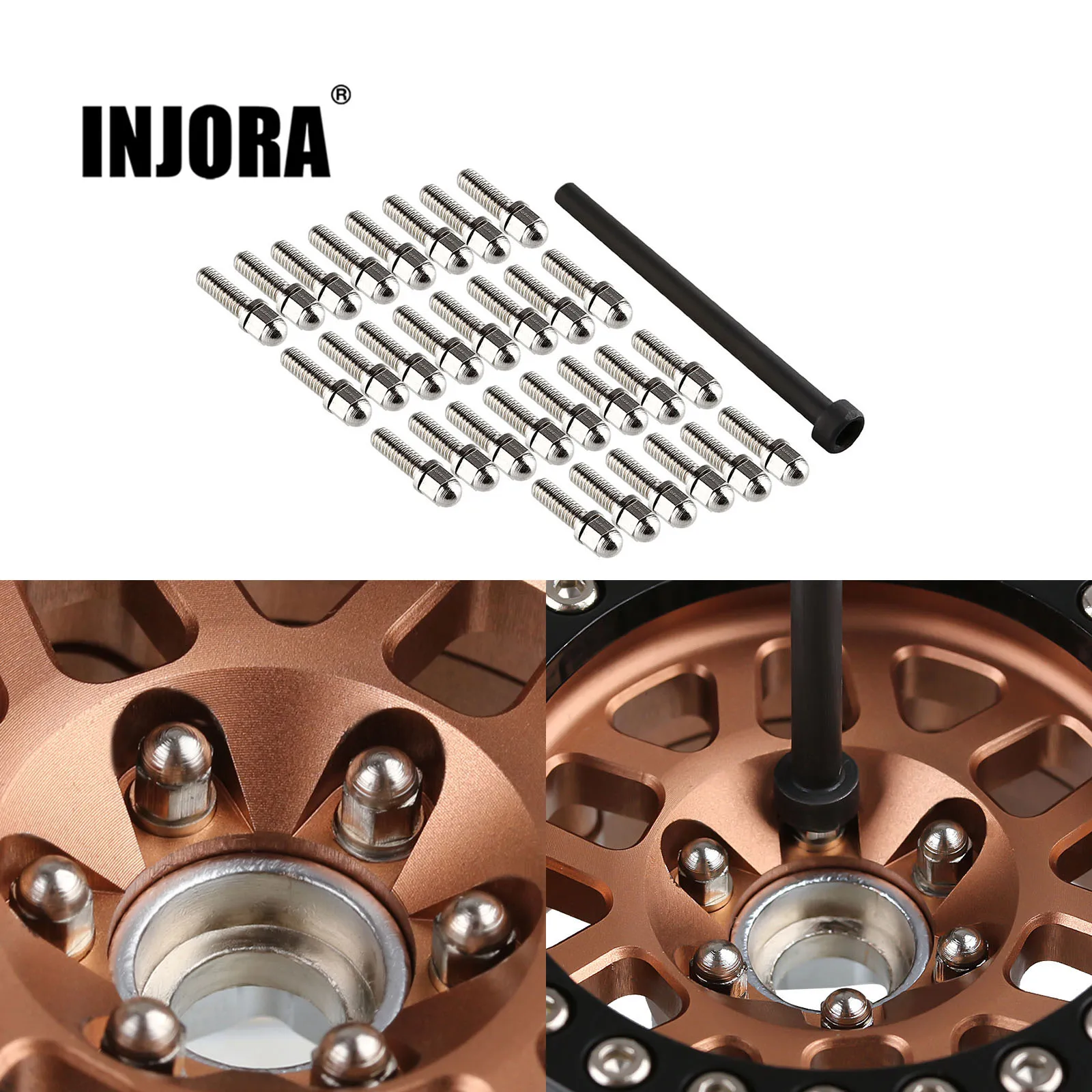 INJORA 30PCS M2.5 M3 Metal Screws for 1/10 RC Crawler Wheels - $10.37