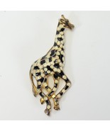 Giraffe Brooch Gold Tone w/Enamel &amp; Rhinestones 3-1/2&quot;  x  1-3/4&quot; Estate... - $10.74 CAD
