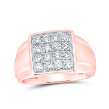 10kt Rose Gold Mens Round Diamond Square Ring 1 Cttw - £1,125.26 GBP