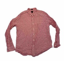 J Crew Baird McNutt Irish Linen Slim Fit Button Down Shirt Pink White Stripes XL - £19.00 GBP