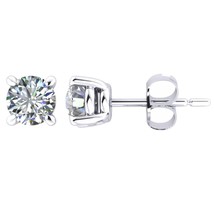 2 CT Lab-Grown VVS1-G Diamond Round Real 14K White Gold Solitaire Stud Earrings - £717.80 GBP