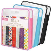 3 Pack Scrapbook Paper Storage, Clear Expanding Paper Folio With Handle, Portabl - £30.59 GBP