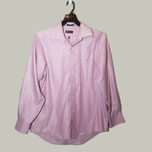 Chaps Button Up Shirt Mens Large Neck 16-16.5 34/35 Long Sleeve Purple Easy Care - £10.99 GBP