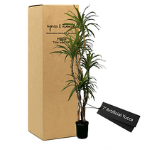 Elegant 7&#39; Artificial Yucca Tree In Decorative Pot - $161.95