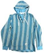 Quiksilver Baja Hoodie Pullover Surf Poncho Blue Striped Cotton Blend Me... - $41.04 CAD
