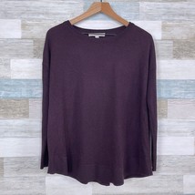 LOFT Relaxed Swing Sweater Brown Ribbed Sleeve Stretchy Knit Casual Wome... - £12.65 GBP