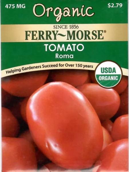 Tomato Roma Organic Vegetable Seeds Non-Gmo - Ferry Morse 12/24 Fresh Garden - $9.20