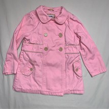 Pink Trench Coat Jacket Girl’s 5T Preppy Classic Button Up Pea Coat OshK... - £15.82 GBP