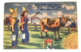 Comic PC We&#39;ll Milk This Cow Quickly You&#39;ll Take One Side I&#39;ll Take the Other - £3.96 GBP