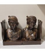 Vintage African Mahogany Bookends Male Female Busts Hand Carved 12in / 8... - $3,804.52 MXN