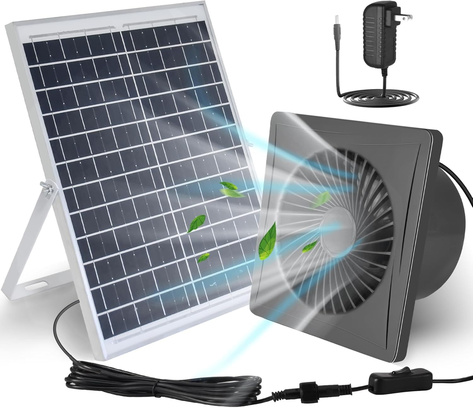Solar Fan for Chicken Coop with Power Adapter,Waterproof Solar Exhaust F... - $114.23