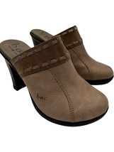 born concept heeled slip on mules 4 inch taupe round toe women&#39;s size 7M - $26.98