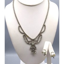 Art Deco Coro Glam Parure, Vintage Crystal Bib Drape Choker Necklace - £59.44 GBP