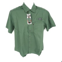 Eddie Bauer Men&#39;s Button Front  Woven Tech Green Shirt Small NWT $70 - £17.02 GBP