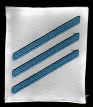 USN RATE INSIGNIA BOX OF 60 FOR CONSTRUCTION MAN BLUE ON WHITE MATERIAL - $9.39