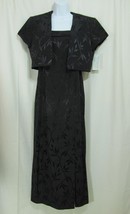 NWT 6P JR Nites Caliendo Womens Black on Black 2 Pc Spaghetti Strap Dress Bolero - £14.90 GBP