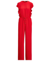 LAUREN RALPH LAUREN Ruffle-Trim Jumpsuit Size 6 Red B4HP - £79.93 GBP