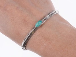 6 5/8&quot; 30&#39;s-40&#39;s Navajo Hand stamped silver and turquoise bracelet z - £182.68 GBP