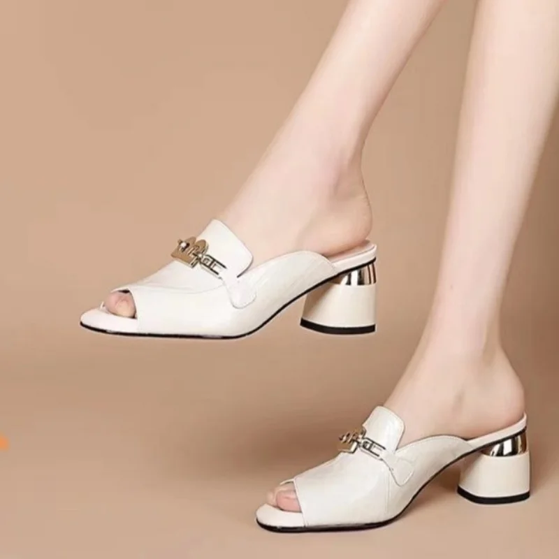 Ft leather female flipflop shoes summer fashion heels slides ladies comfortable sandals thumb200