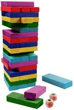 Children Wooden Block Tower Game Tumbling Stacking Balancing Building Blocks - £11.80 GBP