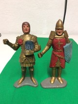 2 Vintage 1963 LOUIS MARX Knight 6&quot; Painted Figure Warriors of the World - £23.45 GBP