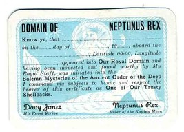 Domain of Neptunus Rex Card 1945 Crossing Latitude 00 Davy Jones  - £27.21 GBP
