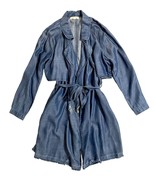 Anthropologie Cloth &amp; Stone Denim Blue Jean Tencel Belted Trench Coat SZ... - $71.20