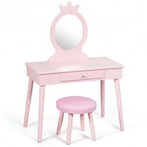 Kids Vanity Makeup Table and Chair Set Make Up Stool - Color: Pink - £102.38 GBP