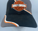 Vtg Harley Davidson Motorcycle Adjustable Hat Embroidered Logo Swirl Bla... - $22.97