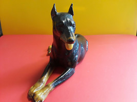 Vtg Collectible Composite Over Metal Lead? Black Brown Doberman Statue F... - $99.95