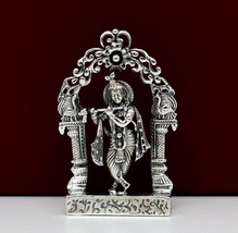 925 silver hindu idol krishna statue, figurine,puja article home temple ... - $124.73