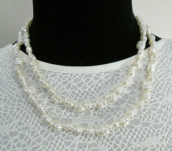 Estate Find Plastic Faux Freshwater Pearl Stranded Necklace - £5.49 GBP