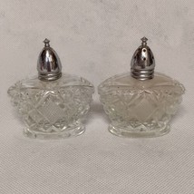 Imperial Glass Diamond Fan Salt & Pepper Shakers Pattern M64 Silver Tops - $19.95