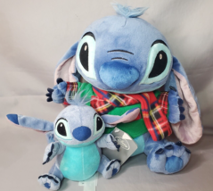 Disney Stitch Plush 12&quot; Holiday Plaid Scarf &amp; 6in Set of 2 with Tags - £22.06 GBP