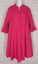 LIOR Victory Fit &amp; Flare Dress 3/4 Bell Sleeve Hot Pink NWT Medium - £110.66 GBP