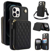 AwQuer Crossbody Zipper Wallet Rhombic Leather Back Phone Case, Series 5 - $18.62