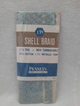 VTG Penney&#39;s Shell Braid Lt. Blue &amp; Metallic Gold ~ Cotton ~ 2.5 Yds NIP - $7.87