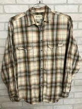 Eddie Bauer Flannel Shirt Mens XL Brown Plaid Button Up Long Sleeve Outdoor Work - £14.19 GBP