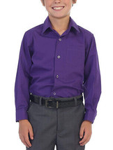 Boy&#39;s Purple Long Sleeve Casual Button Down Toddler Kids Dress Shirt - 12 - £15.76 GBP