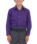 Boy&#39;s Purple Long Sleeve Casual Button Down Toddler Kids Dress Shirt - 12 - $376.79 MXN
