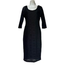 Fire Los Angeles USA Black Layered Lace Mesh 3/4 sleeve Dress Size L - £27.21 GBP