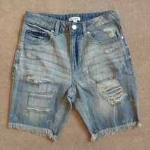 Love, Fire Denim Bermuda Shorts Womens Sz 1 Distressed Cut Off 100% Cott... - £15.57 GBP