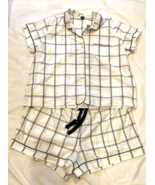NWT J.Crew White With Blue Check Cotton Short Sleeve Short Pajama Set Sz 3X - $65.15 CAD