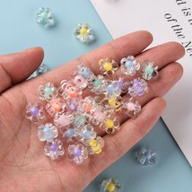 30 Flower Beads Assorted Colors 12mm Acrylic Beads Wholesale Bulk Daisy ... - $4.24